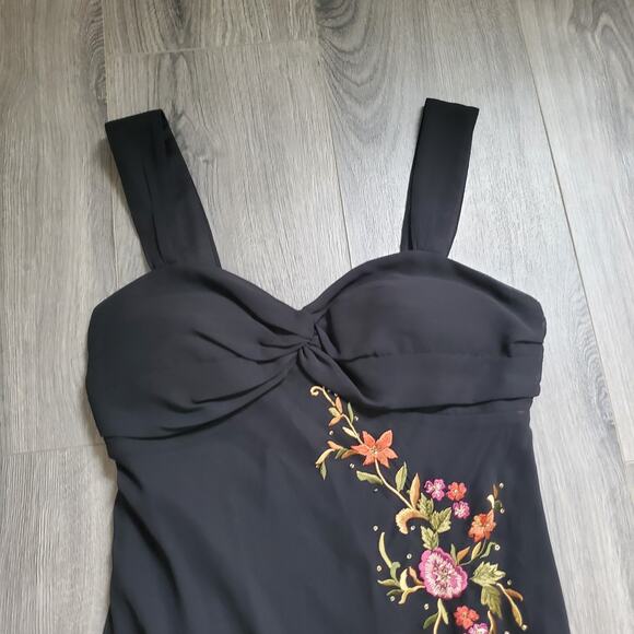 Y2K Whimsigoth Fairy Dress Womens 6 Floral Embroidered Maxi Formal Gown Elegant - Picture 2 of 12